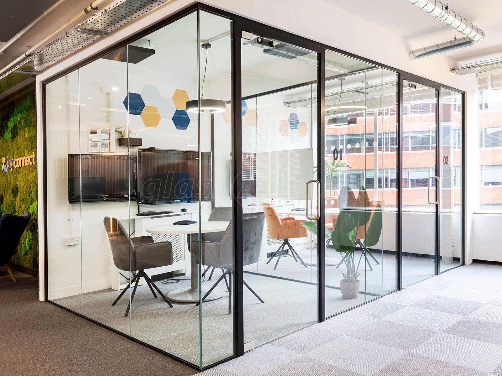 Glass Partitions at BJ Refurbishments (Putney Bridge, London): Glass Office  Cubicles With Black Frames & Soundproofing