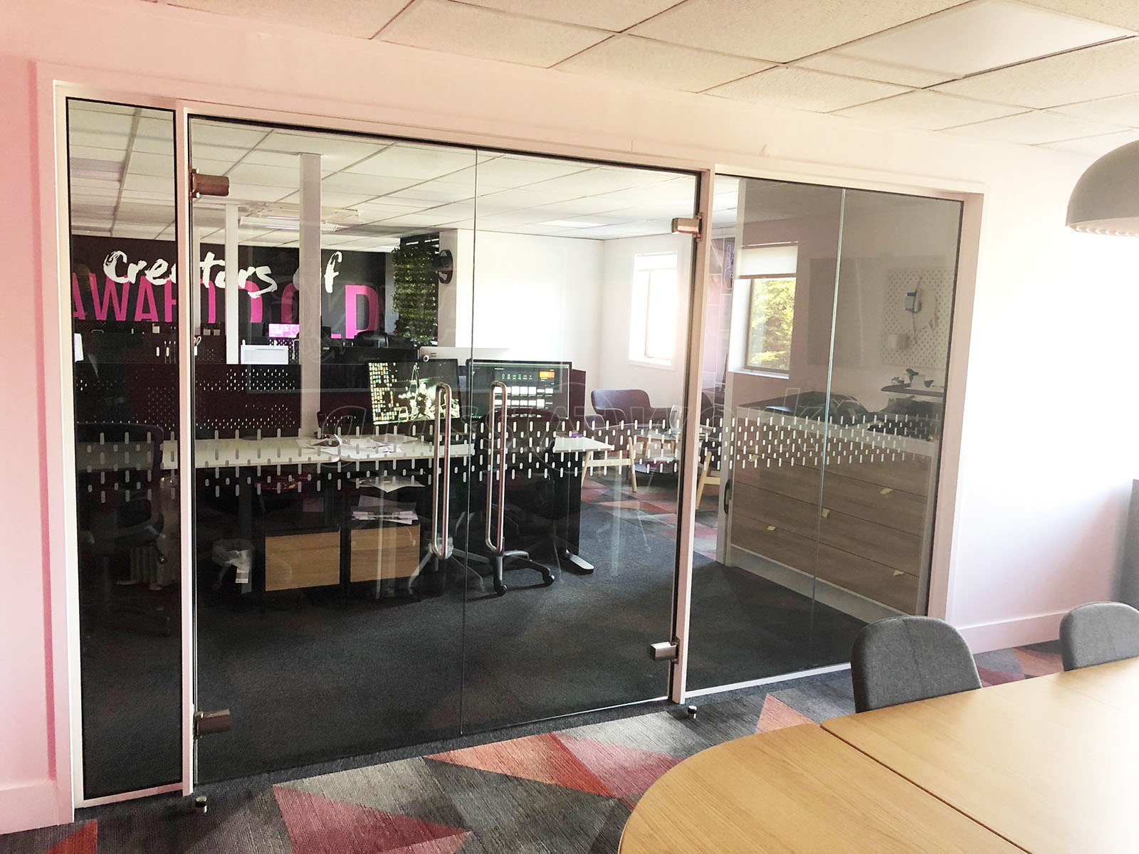 Henholdsvis Han suge Glass Partitions at Arken Pop (Newmarket, Suffolk): Office Toughened  Glazing With Double Glass Doors