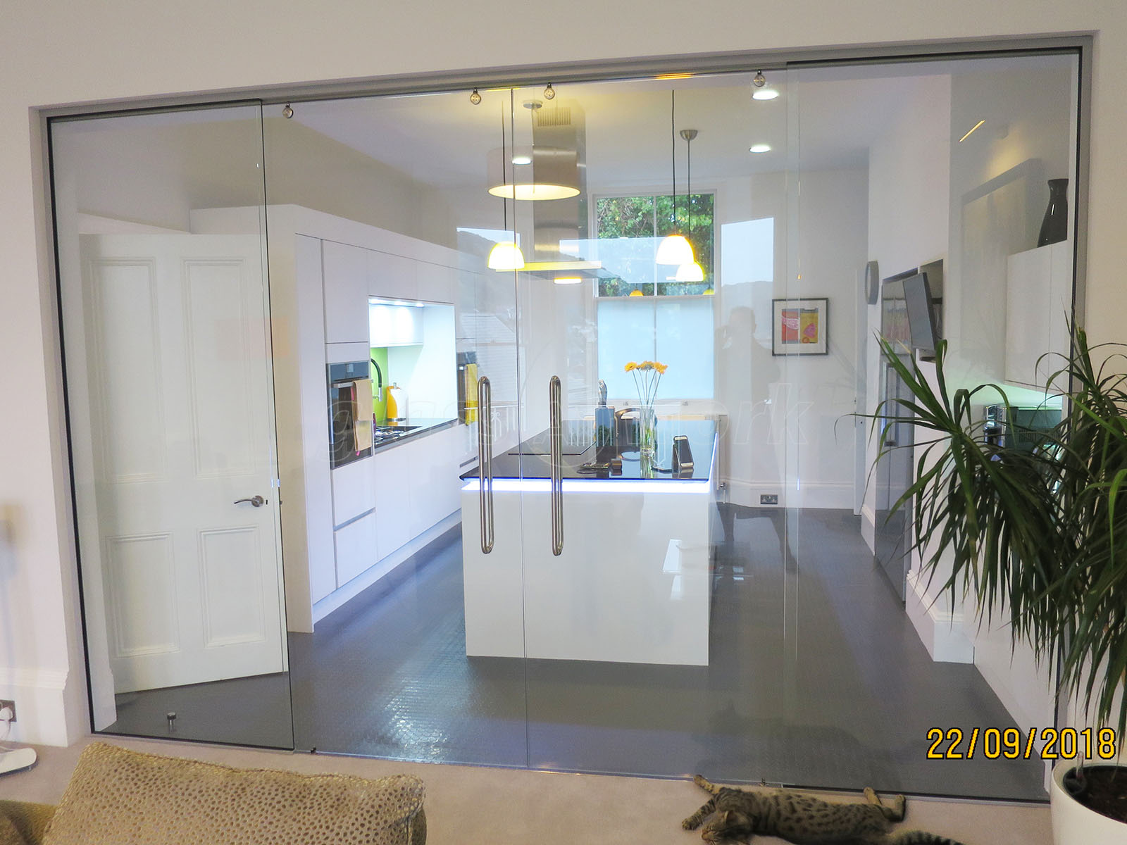 Non Fire Rated Double Glass Sliding, Internal Glass Wall With Sliding Door