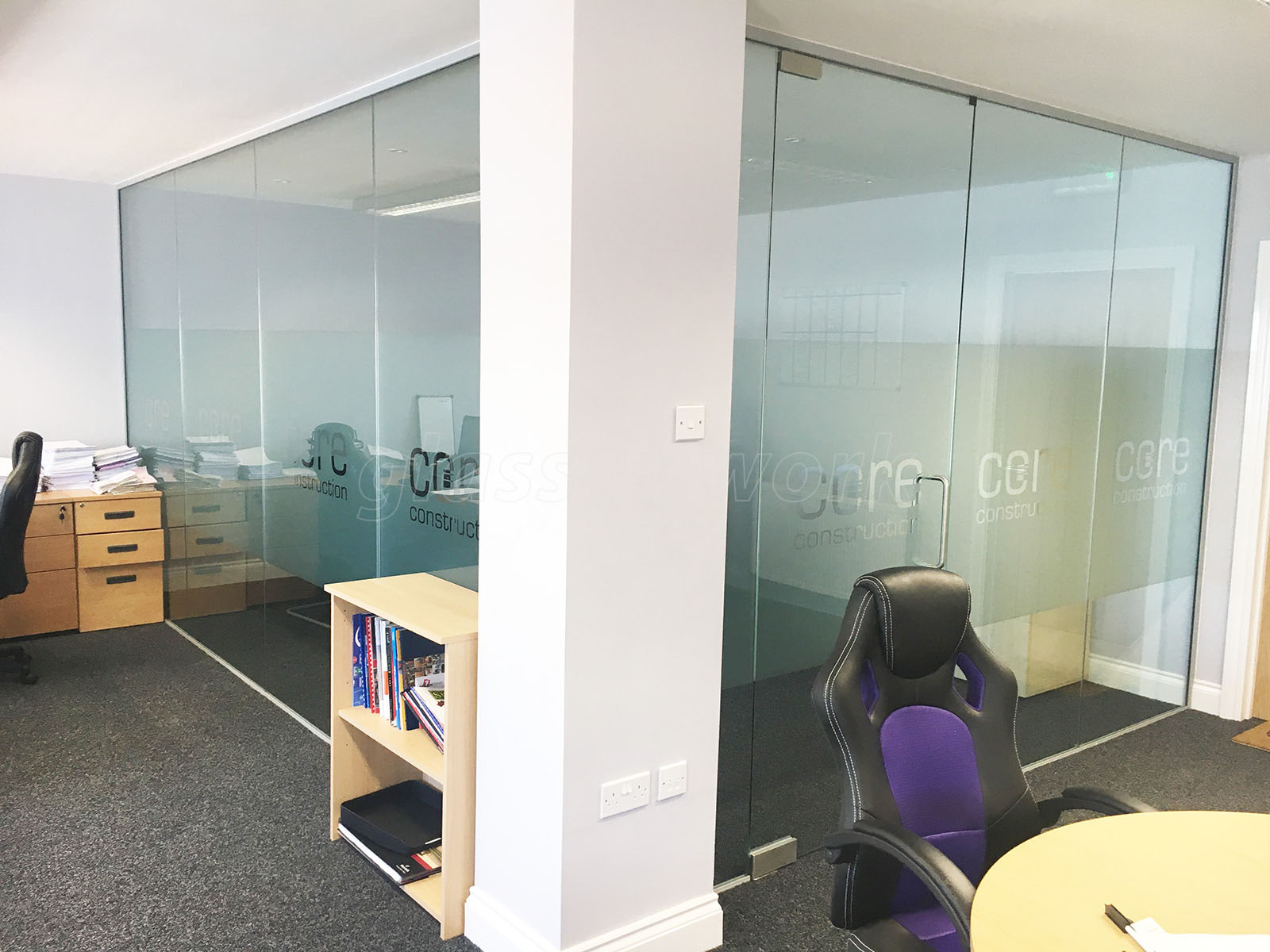 Glass Partitioning at Core Construction (Whitham, Essex) Office Partitions