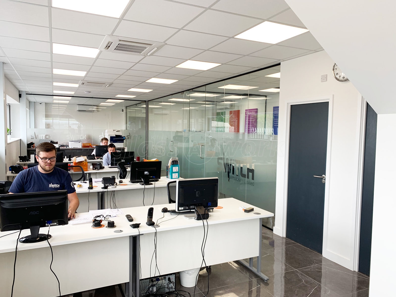 Glass Partitions at Switch Electrical Wholesale Limited (Peterborough