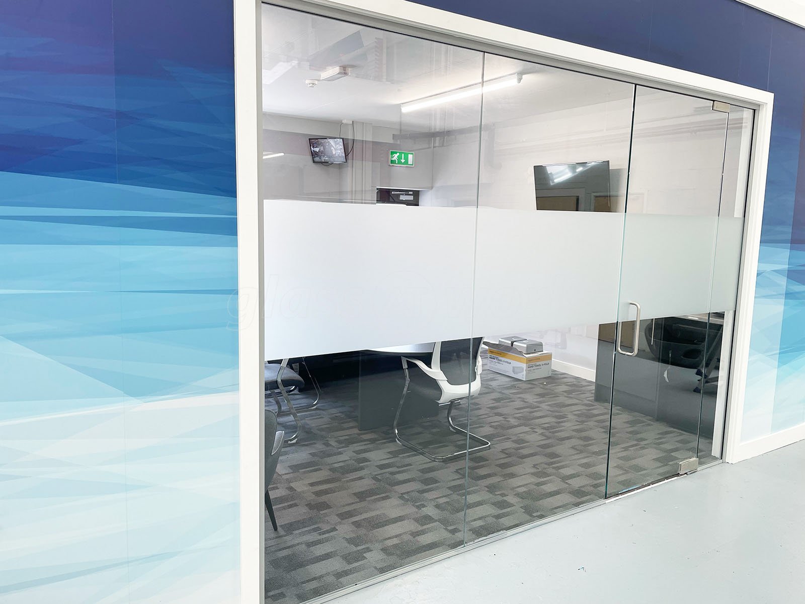 Glass Partitions at Transfer Brand Solutions (Leeds, West Yorkshire):  Toughened Glass Office Screen Room Divider With Door