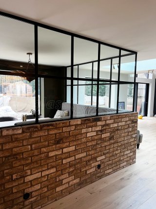 9stories Interior Design (Sevenoaks, Kent): T-Bar Black Framed Glass Corner Room with Half Height Wall