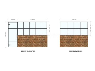 9stories Interior Design (Sevenoaks, Kent): T-Bar Black Framed Glass Corner Room with Half Height Wall