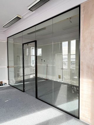 APG Carpentry and Construction (Torquay, Devon): Glass Office Partition With Door and Overpanel