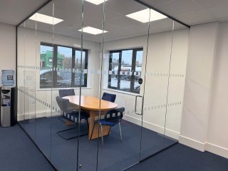 Barnett Transport (Ellesmere Port, Cheshire): Toughened Glass Corner Office Pod