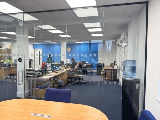 Barnett Transport (Ellesmere Port, Cheshire): Toughened Glass Corner Office Pod