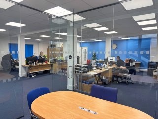 Barnett Transport (Ellesmere Port, Cheshire): Toughened Glass Corner Office Pod