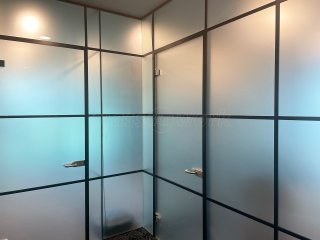 Beetham (Liverpool, Merseyside): T-Bar Aluminium Black Framed Glass Walls and Doors