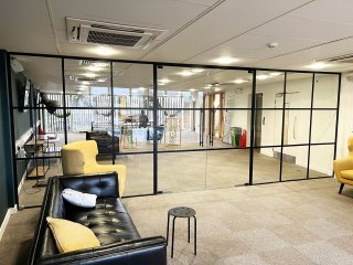 C3 Church (Cambridge, Cambridgeshire): T-Bar Interior Black Metal Framed Glass Wall With Double Doors