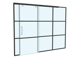 Cardiff Metropolitan University (Cardiff, Caerdydd): Industrial-Look Office Wall With Black Metal Frame and Sliding Door