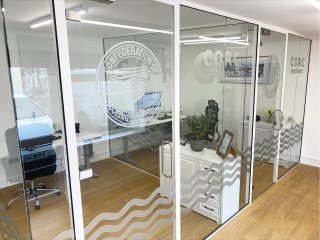 Confederation of Roofing Contractors (Brightlingsea, Essex): Glass Office Pods Using Laminated Acoustic Glass