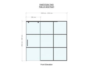 Dawlish Construction (Stepney, London): T-Bar Black Panel Glass Walls and Sliding Doors