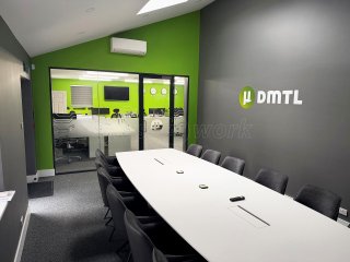 Distributed Micro Technology (Sandhurst, Berkshire): Double Glazed Acoustic Glass Partition With Anthracite Grey Trackwork