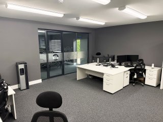 Distributed Micro Technology (Sandhurst, Berkshire): Double Glazed Acoustic Glass Partition With Anthracite Grey Trackwork
