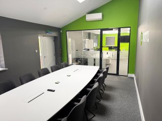 Distributed Micro Technology (Sandhurst, Berkshire): Double Glazed Acoustic Glass Partition With Anthracite Grey Trackwork