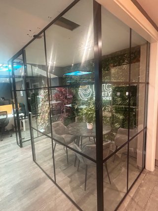 FTC Safety Solution (Wigston, Leicestershire): T-Bar Black Framed Glass Office Cubicle