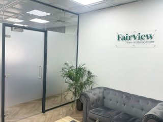 Fairview Financial Management (Rayleigh, Essex): Reception Acoustic Glass Office Partition