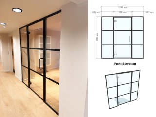 Fortis Vision (Tottenham, London): Laminated Acoustic T-Bar Banded Glass Partition