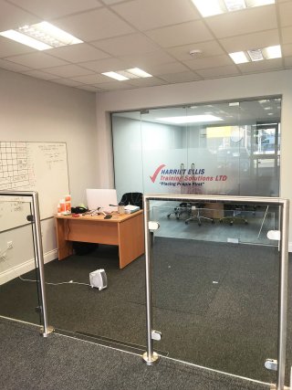 Harriet Ellis Training Solutions Ltd (Romford, Essex): Frameless Glass Double Doors & Glass Balustrade