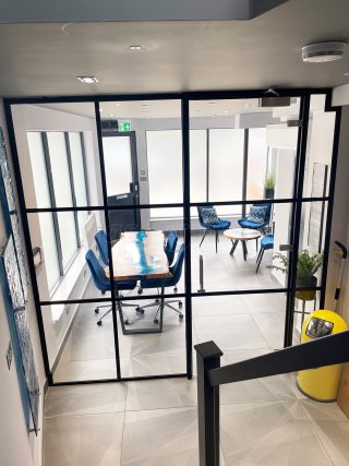 Harson Investments (Norbury, London): T-Bar Black Frame Metal and Glass Interior Wall