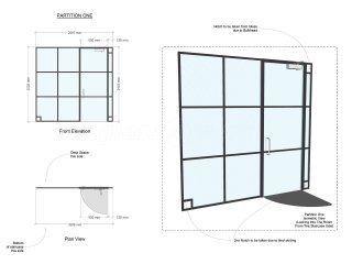 Harson Investments (Norbury, London): T-Bar Black Frame Metal and Glass Interior Wall