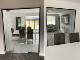 Residential Project (Wigan, Lancashire): Frameless Glass Room Dividing Screen With Door