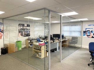 Lenze Limited (Bedford, Bedfordshire): Glass Office Partition Corner Room With Soundproofing