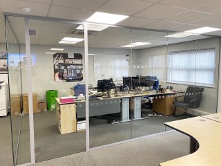 Lenze Limited (Bedford, Bedfordshire): Glass Office Partition Corner Room With Soundproofing