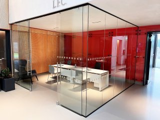 Liverpool Football Club (Knowsley, Liverpool): Glass Corner Office With Double Siding Doors