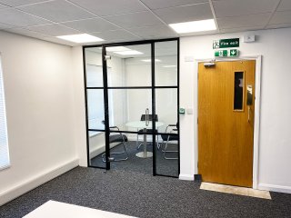 Mason Navarro Pledge (Hitchin, Hertfordshire): T-Bar Metal and Glass Office Partitions With Soundproofing