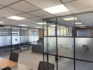 Pharoah Fencing (Chelmsford, Essex): T-Bar Aluminium Banded Glass Partitioning