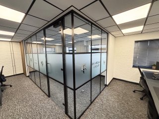 Pharoah Fencing (Chelmsford, Essex): T-Bar Aluminium Banded Glass Partitioning