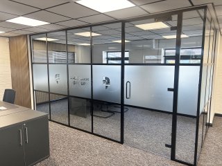 Pharoah Fencing (Chelmsford, Essex): T-Bar Aluminium Banded Glass Partitioning