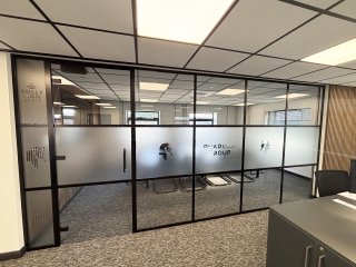 Pharoah Fencing (Chelmsford, Essex): T-Bar Aluminium Banded Glass Partitioning