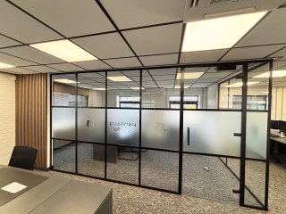 Pharoah Fencing (Chelmsford, Essex): T-Bar Aluminium Banded Glass Partitioning