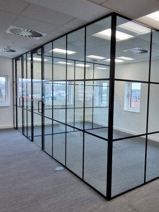 Remedian IT Solutions (Oldham, Greater Manchester): Acoustic T-Bar Banded Glass Corner Rooms