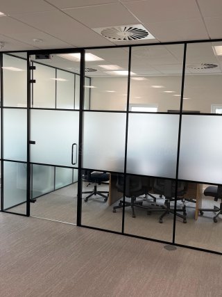 Remedian IT Solutions (Oldham, Greater Manchester): Acoustic T-Bar Banded Glass Corner Rooms