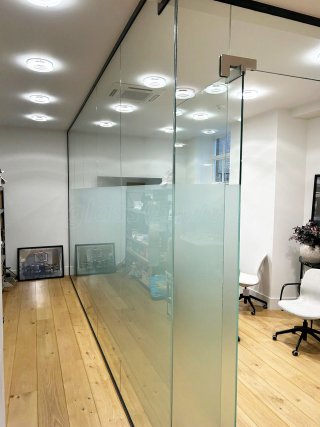 Residence One (Richmond, Surrey): Glass Corner Meeting Room With Anthracite Grey Trackwork