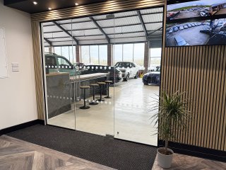 Rom Motors (Atherstone, Leicestershire): Car Showroom Glass Partitioning