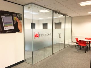 Pruftechnik Ltd (Lichfield, Staffordshire): Glass Office With Soundproof Glazing