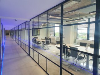 Stef and Philips (Southgate, London): T-Bar Art Deco Glass Office Partitions