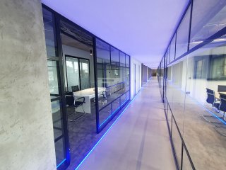 Stef and Philips (Southgate, London): T-Bar Art Deco Glass Office Partitions