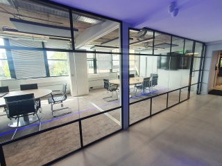 Stef and Philips (Southgate, London): T-Bar Art Deco Glass Office Partitions