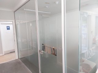Urm Group (Knottingley, West Yorkshire): Glass Office Partitions With Logo Window Film