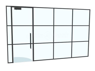 Virgate (Gloucester, Gloucestershire): T-Bar Aluminium Black Framed Glass Wall and Door