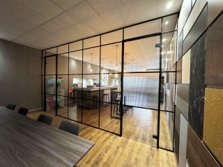 William Smith Group 1832 (Barnard Castle, County Durham): T-Bar Black Metal Framed Glass Wall and Door