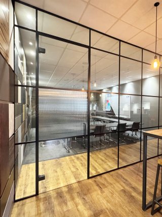 William Smith Group 1832 (Barnard Castle, County Durham): T-Bar Black Metal Framed Glass Wall and Door