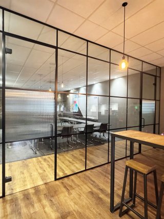 William Smith Group 1832 (Barnard Castle, County Durham): T-Bar Black Metal Framed Glass Wall and Door