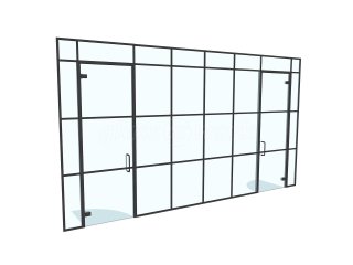 William Smith Group 1832 (Barnard Castle, County Durham): T-Bar Black Metal Framed Glass Wall and Door